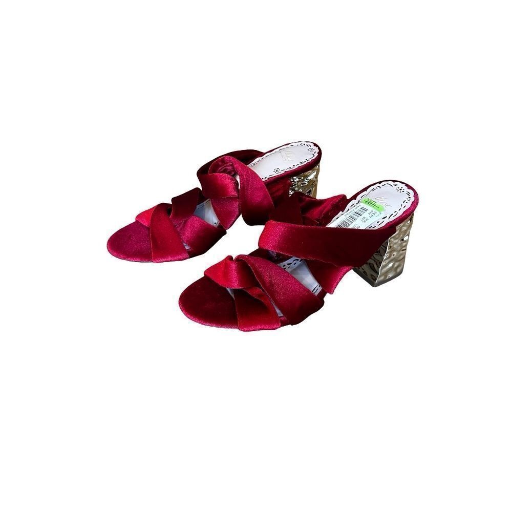 NWT Muse by Marchesa, Iris Red Velvet Knotted Dress Shoes Slide Sandals 7